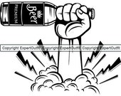 Hand Holding Beer Bottle Break Floor Drinking Bar Pub Tavern Cheers Toast Drink Alcohol Liquor Ale.SVG.PNG Clipart Vector Cricut Cut Cutting