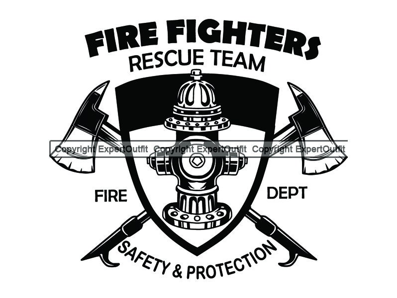 Firefighter Logo Axe Fire Hydrant Firefighting Rescue Team Etsy