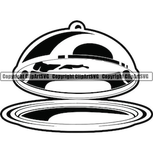 Catering plaat cover #2 plaat catering schotel cover voedsel metalen dienblad diner gastronomische service ober. SVG. PNG clipart vector Cricut knippen snijden