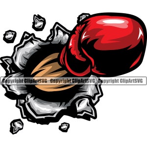 Luva de mão de boxe quebrar parede boxer caixa luta luta lutador mma esporte jogo ganhar elemento de design logotipo svg png clipart corte arquivo