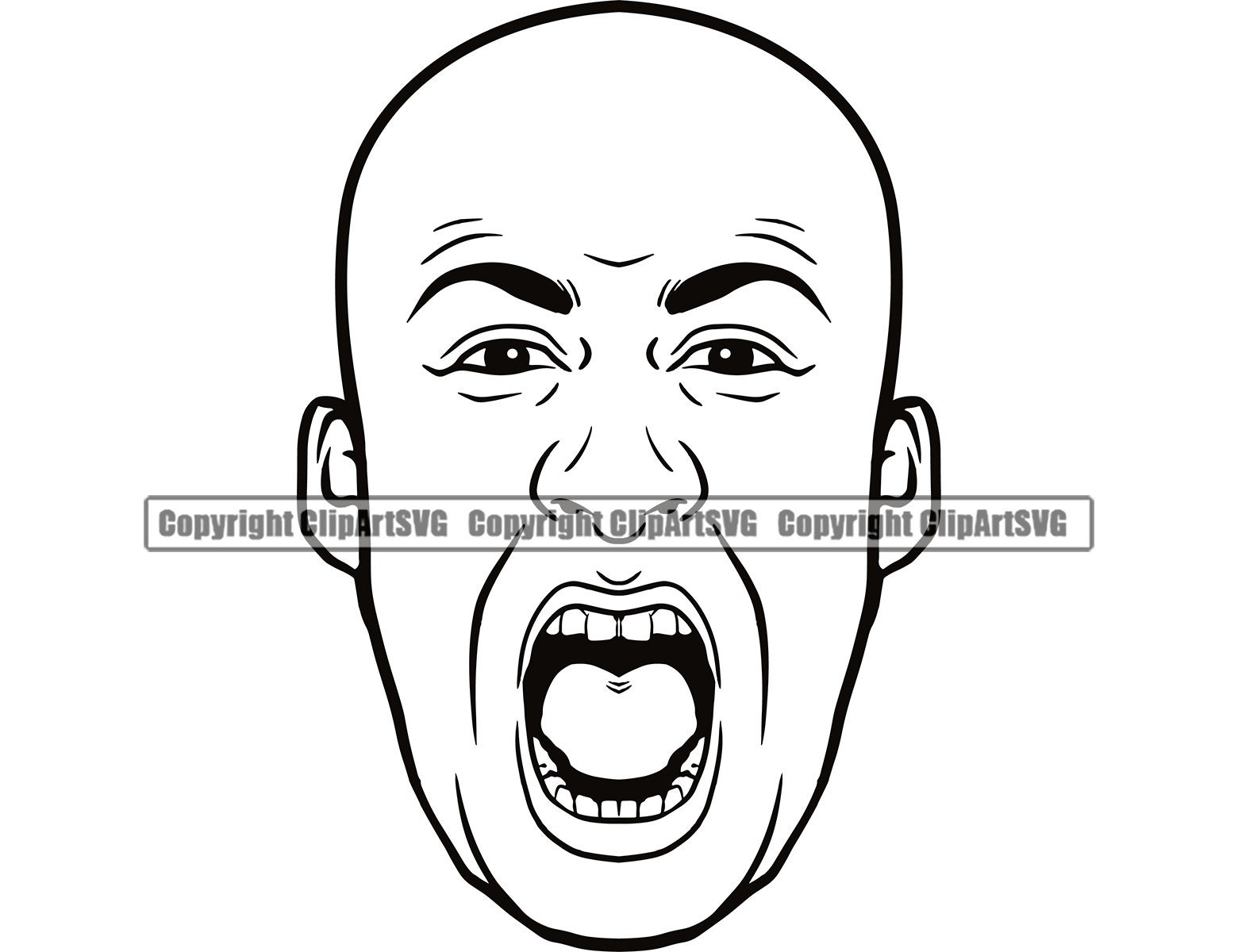 Handsome Man Male Man Scream Screaming Yell Yelling Face Head | Etsy