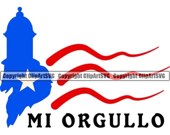 Puerto Rico Rican Mi Orgullo Lighthouse Flag San Juan Island Country National Nation Symbol Sign Art Logo SVG PNG Clipart Vector Cut File