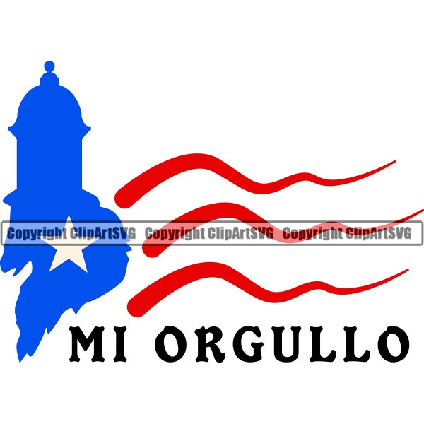 Puerto Rico Rican  Mi Orgullo Lighthouse  Flag San Juan Island Country National Nation Symbol Sign Art Logo SVG PNG Clipart Vector Cut File