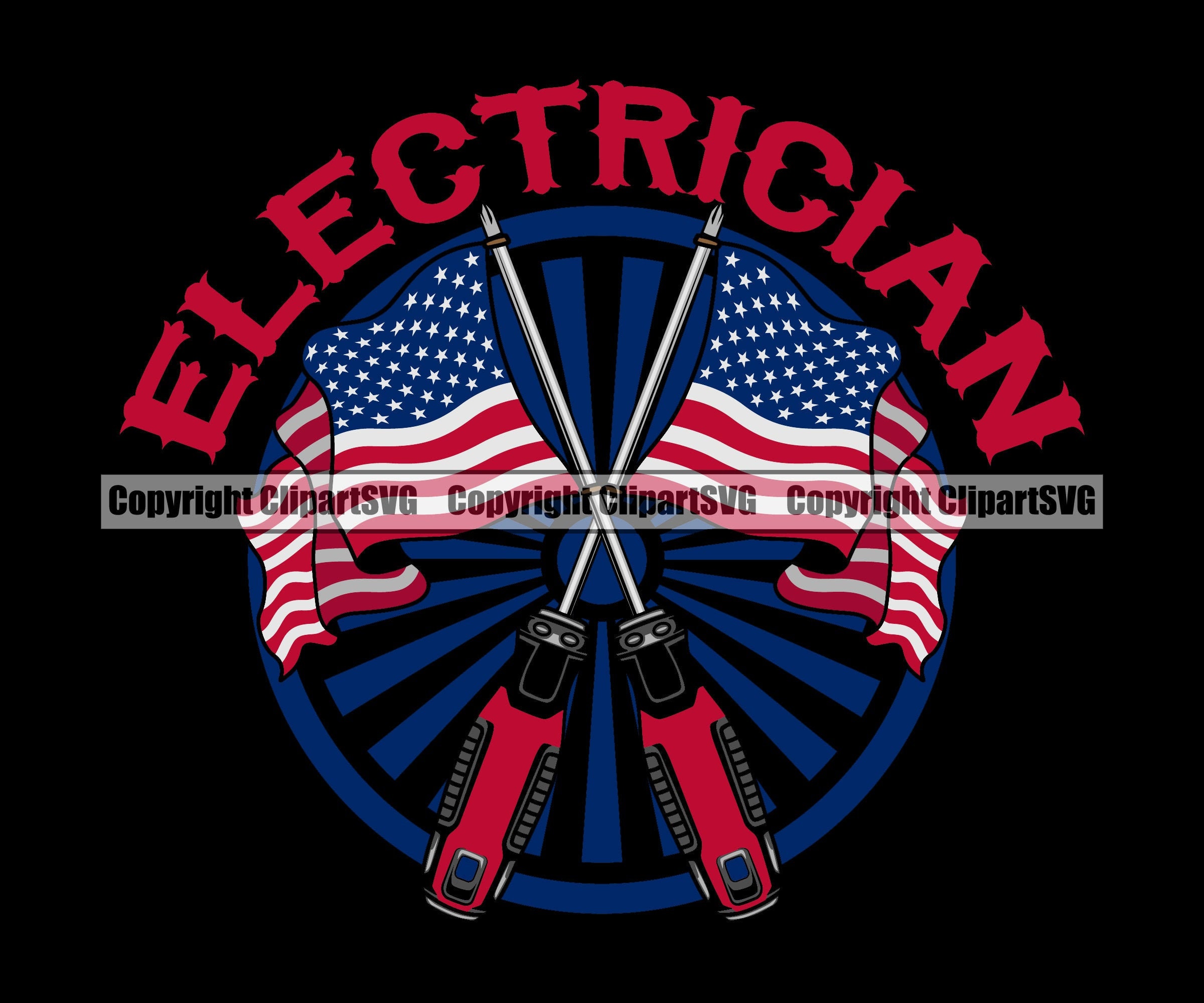 Electrician USA US American America Flag Electric Wire Work Etsy