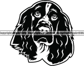 English Springer Spaniel #13 Cute Dog Pedigree Breed K-9 Animal Pet Puppy Hound Cocker Design Logo.SVG.PNG Clipart Vector Cricut Cut Cutting