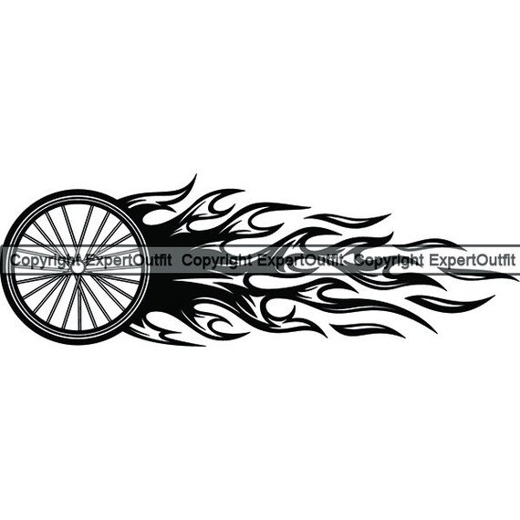 Bicycle Tire Wheel Motion Hot Fire Flames Bike Race Racing Etsy