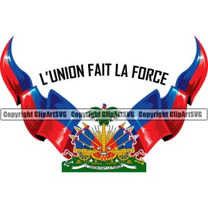 Haiti Haitiano L'Union Fait La Force Bandeira País Mundo Nação Sinal Símbolo Distintivo Design Elemento Logotipo SVG PNG Clipart Corte Arquivo de corte