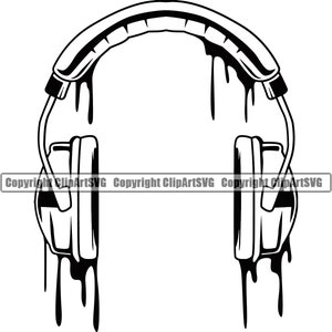 DJ Disc Jockey Kopfhörer Tropfen tropfend Melt Melting Musik Mixer Album Vinyl Club Radio Sound Design Art Logo SVG PNG Vektor Clipart geschnitten Datei