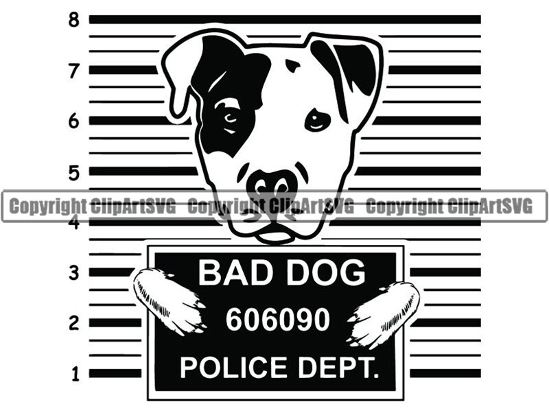 American Pit Bull 158 Bad Dog Funny Jail Mugshot Puppy Pet Etsy