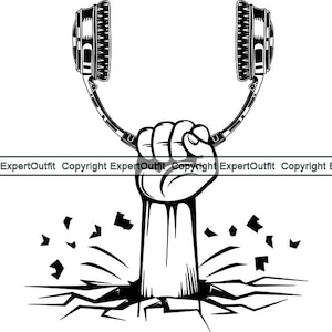 Hand hält Kopfhörer Breaking Pause Boden Wand Musik Sound Dj Stereo Equipment Studio Kopfhörer .SVG .PNG Clipart Vektor Cricut Schnitt Schneiden