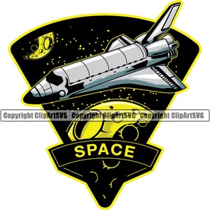 Astronaut Space Shuttle Nasa exploratie astronomie ruimteschip raket pak missie lancering logo SVG PNG clipart vector Cricut knippen snijden bestand