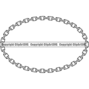 Chain Link Wavy Silver Oval Frame Endless Metal Rope Stainless Steel Towing Hardware Connect Tow Security Logo SVG PNG Clipart Vector Cut