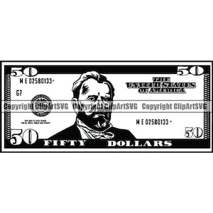 Geld #21 Cash Stack 50 Dollar Scheine Währung Business Werbung Business Design Element Logo .SVG .PNG Clipart Vektor Cricut Cut Cutting