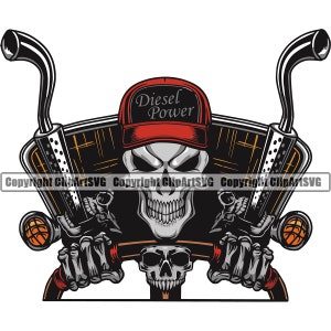 Skull Skeleton Semi Tractor Trailer Trucking Truck Driver Trucker Big Rigg Cab Move Haul Ship Cargo Design Logo SVG PNG Clipart Vector Cut