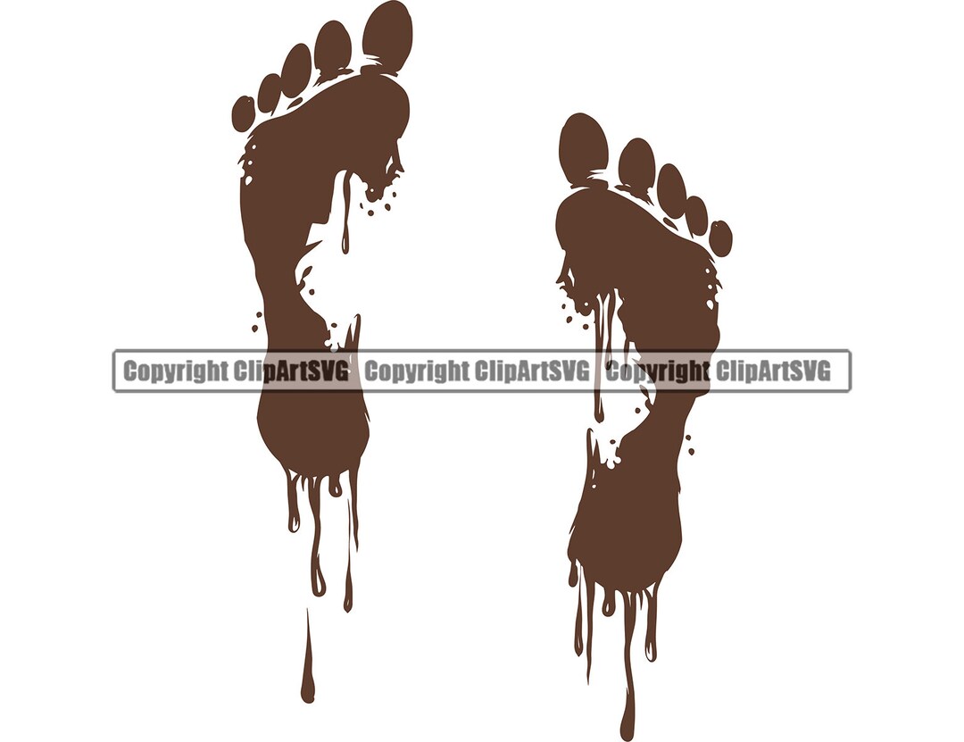 Mud Chocolate Feet Foot Print Drip Splatter Splat Liquid Drop Paint