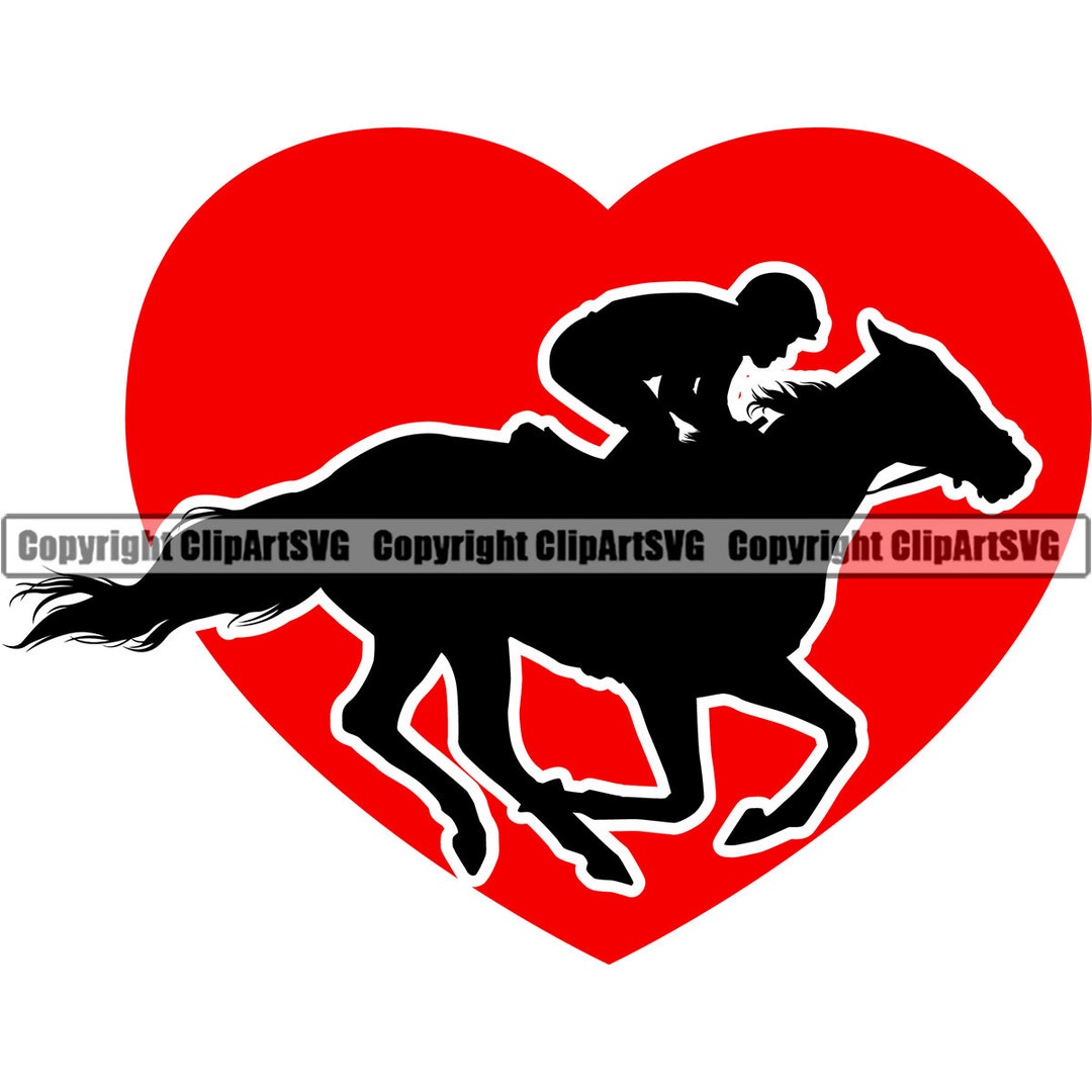 Horse Racing Heart Love Race Track Stallion Equestrian Racehorse Jockey