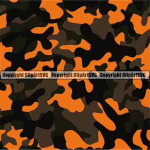 Puede incluir: Patrón de camuflaje naranja, negro y marrón. Copyright ClipArtSVG.