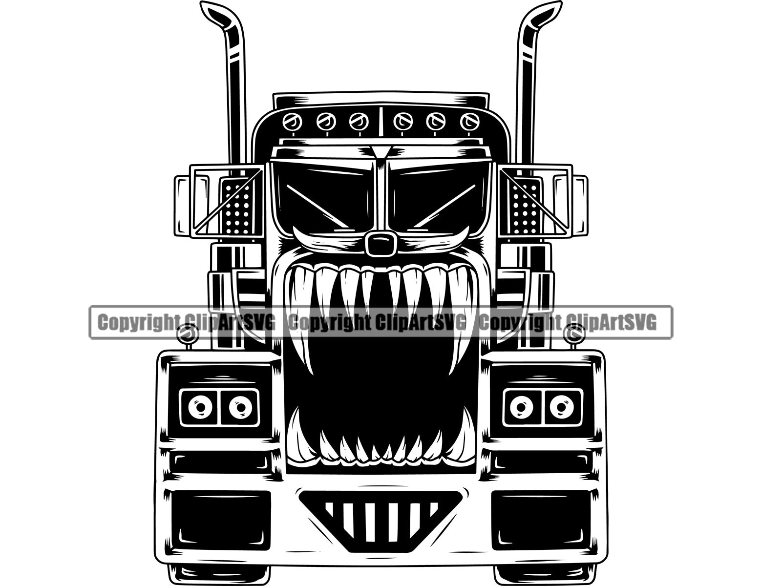Truck Mean Teeth Fang Grill Fire Flames Driver Delivery Big - Etsy