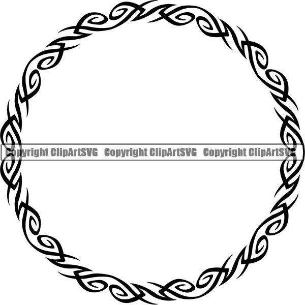 Tribal Pattern Decoration Circle Round Frame Border Shield Badge Barbed Wire Tattoo Design Biker SVG PNG Clipart Vector Cricut Cut Cutting