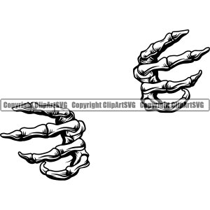 Teschio scheletro mani afferrare afferrare strappare strappare attraverso il male uccidere assassino tatuaggio osso umano morte arte opera d'arte design logo SVG PNG Clipart taglio