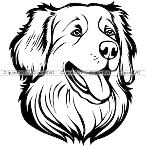 Grandes Pyrénées Souriant Chien Chiot Visage Canin Animal De Compagnie Portrait Race Empreinte De Patte Dessin Animé Dessin Art Logo Tatouage Conception SVG PNG Coupe Coupe