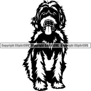 Labradoodle Hund sitzen sitzend Rasse glücklich Welpe Welpe Haustier reinrassig Stammbaum Art Labrador Pudel Logo SVG PNG Clipart Vektor Cricut Schnitt Schneiden