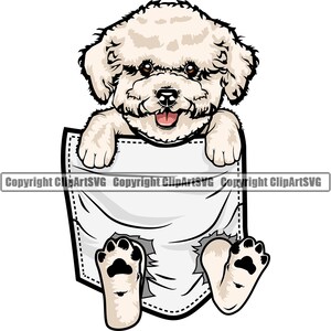 Bichon Frise Dog Breed Shirt Pocket Cute Paw Puppy Pup Pet Silhouette Art Design Element Logo SVG PNG Clipart Vector Cricut Cut Cutting File