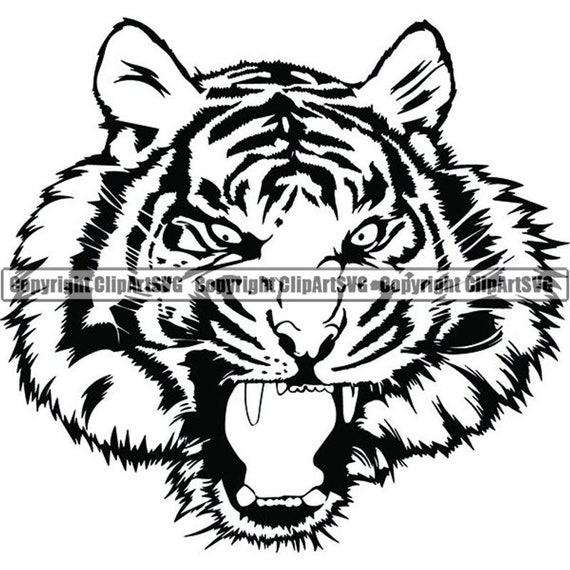 Tiger 7 Angry Bengal Cat Growl Growling Wild Animal School Mascot Tattoo Design Element Logo Svg Png Clipart Vector Cricut Cut Cutting - 