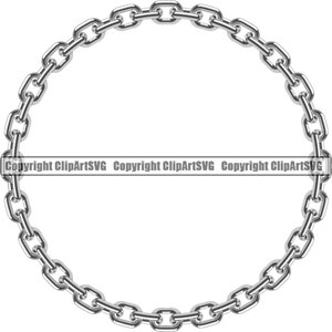 Chain Link Silver Circle Frame Endless Metal Rope Stainless Steel Towing Hardware Connect Tow Security Logo SVG PNG Clipart Vector Cut File