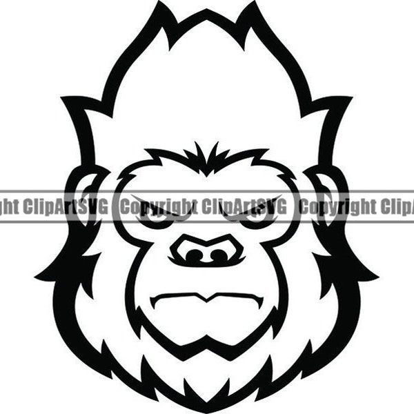 Gorilla Ape #2b Mascot Head Monkey Animal Growling Cartoon College High School Team Sport Logo .SVG. PNG Clipart Vector Cricut Cut Cutting