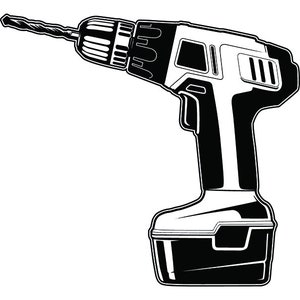 Drill #3 Rechargeable Power Tool Handyman Construction Machine Machinist Drilling Repair Build Equipment .SVG PNG Vector Cricut Cut Cutting