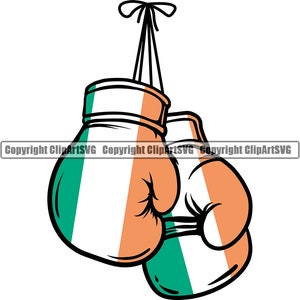 Irlanda Guantes de boxeo irlandeses Bandera País Nación Mundial Mapa Signo Símbolo Elemento de diseño Logotipo de arte SVG PNG Clipart Vector Cricut Corte Archivo de corte