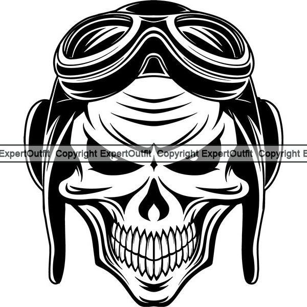 Kamikaze Transportation Pilot Hat Goggles Headgear Flying Skull Hobby Driver Plane Captain Gear .SVG .PNG Clipart Vector Cricut Cut Cutting