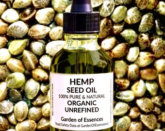 SALE Organic Hemp Seed Oil UNREFINED Cold Pressed for Rough Irritated Uncomfortable Skin, Dry Scalp, Edible Hemp Seed Oil, GardenOfEssences