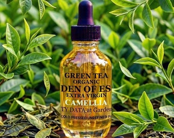 COUPON Organic Green Tea Oil UNREFINED Cold Pressed Camellia Seed Oil for Face Lines, Breakouts, Calms Red Dry Rough Skin, GardenOfEssences