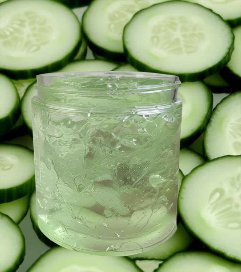 Organic Cucumber Gel for Puffy Eye Bags+Eye Lines, Like Aloe Gel, Face Hydrate for Dry, Sensitive Skin Cooling Calming Mask GardenOfEssences image 1