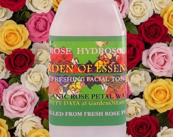 SALE ORGANIC ROSE Hydrosol Face Toner, Rose Water for Sensitive Dry Skin, Soothing Breakouts, Anti-aging Rose Floral Water, GardenOfEssences
