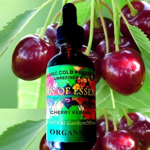 Organic Cherry Kernel Oil Cold Pressed UNREFINED Anti-aging Face Oil, Calms Sensitive Skin, Frizzy Dry Hair, Crepey Hands, GardenOfEssences