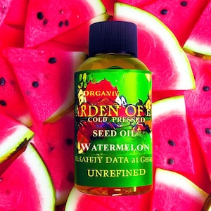 Watermelon Seed Oil Cold Pressed ORGANIC UNREFINED Face Oil for Extra Dry Skin, Body Oil for Dry Skin, Calming, Anti-aging, GardenOfEssences