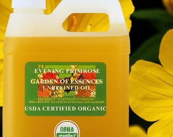 SALE ORGANIC Evening Primrose Oil USDA Certified Organic Cold Pressed Unrefined Anti-wrinkle Anti-aging for Sensitive Skin, GardenOfEssences