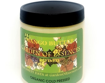 OOUPON Mango Body Butter Moisturizer Organic Cold Pressed, Soft Mango Butter Refined, for Sensitive Skin, Dry Lips + Nails, GardenOfEssences
