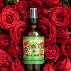 SALE ORGANIC ROSE Hydrosol Face Toner, Rose Water for Sensitive Dry Skin, Soothing Breakouts, Anti-aging Rose Floral Water, GardenOfEssences Bild 5