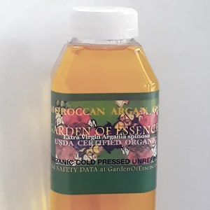 Organic Argan Oil Moroccan USDA Certified Organic UNREFINED Cold Pressed Hair, Face+Body, for Irritated Rough Very Dry Skin GardenOfEssences