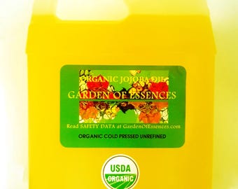 USDA Organic Jojoba Oil UNREFINED Cold Pressed Undiluted Golden Jojoba Oil Carrier Oil+ Massage Oil, Face, Body + Hair Oil, GardenOfEssences