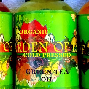 Organic Green Tea Oil UNREFINED Cold Pressed Camellia Seed Oil for Face Lines, Breakouts, Calms Red Dry Rough Skin, GardenOfEssences