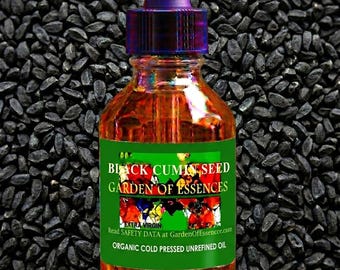 SALE Organic Black Cumin Seed Oil UNREFINED Cold Pressed for Smooth Skin, also Edible, Calming Oil for Dryness, Breakouts, GardenOfEssences