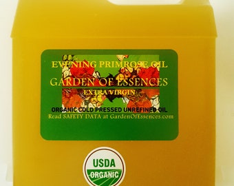 ORGANIC Evening Primrose Oil USDA Certified Organic Cold Pressed UNREFINED Anti-wrinkle Anti-aging for Sensitive Rough Skin GardenOfEssences
