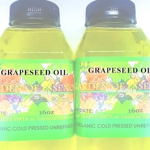 Grapeseed Oil ORGANIC UNREFINED Cold Pressed Grape Seed Highest Antioxidant Oil for Dry Face+Body Oil, Massage Oil, Edible, GardenOfEssences