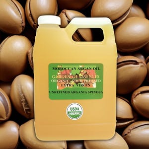 Organic Argan Oil Moroccan USDA Certified Organic UNREFINED Cold Pressed Hair, Face+Body, for Irritated Rough Very Dry Skin GardenOfEssences