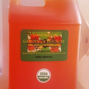 Organic Carrot Seed Oil USDA Certified Organic UNREFINED Cold Pressed UNDILUTED Carrot Oil for Frizzy Dry Thin Hair + Skin GardenOfEssences